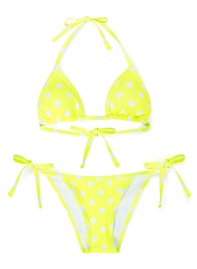 Triangle String Bikini Set | Safety Yellow W/ White Dot SWM SAS 