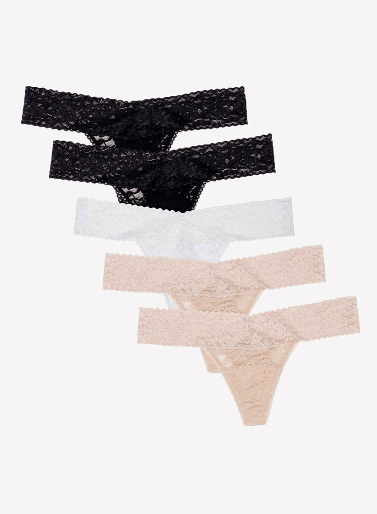 My Favorite Lace Thong Panty 5 Pack | Black/Black/White/Buff/Buff PANTY SAS 