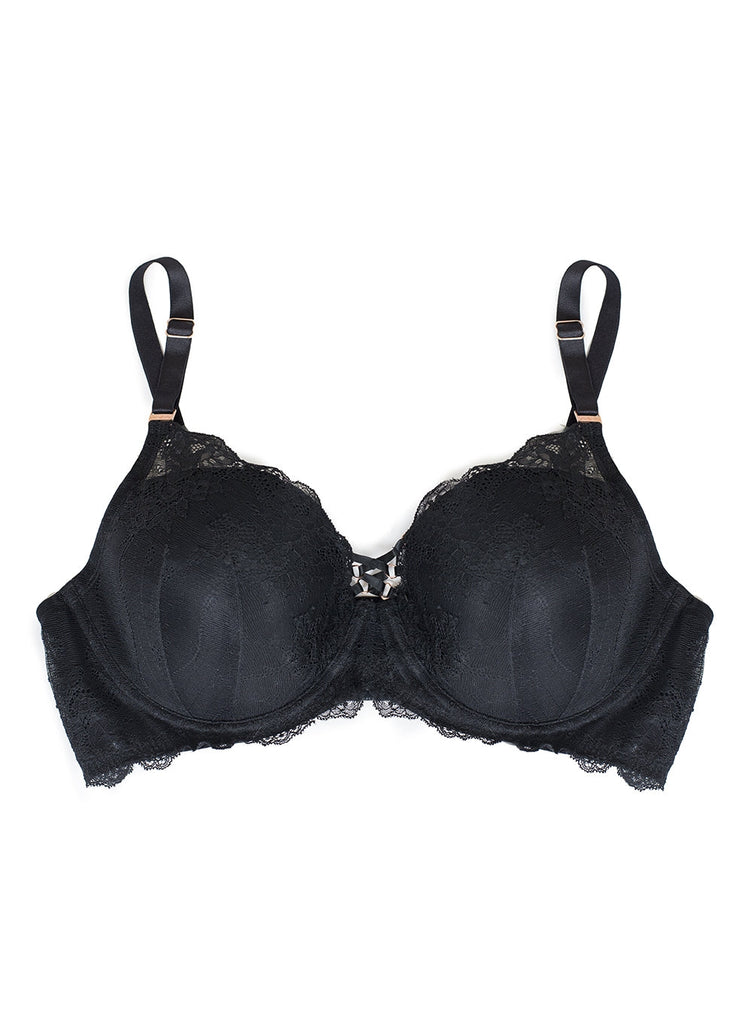 Plus Size Light Lined Lace-Up Bra in Black Size 40D By Smart & Sexy Plus Size Light Lined Lace-Up Bra in Black Size 40D By Smart & Sexy